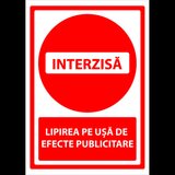 Semn pentru interzicerea lipirea pe usa de reclame si publicitate